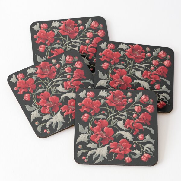 Item preview, Art Nouveau Floral Pattern Collection #1 - Red Bleeding Heart Flowers #19 designed and sold by elektronen.