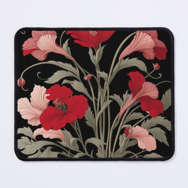 Item preview, Art Nouveau Floral Pattern Collection #1 - Red Bleeding Heart Flowers #21 designed and sold by elektronen.