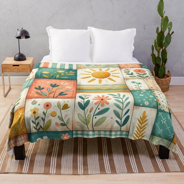 Item preview, Summer Inspired Patchwork Quilt designed and sold by PinUpPizzazz.