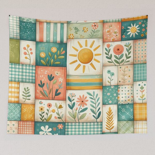 Item preview, Summer Inspired Patchwork Quilt designed and sold by PinUpPizzazz.