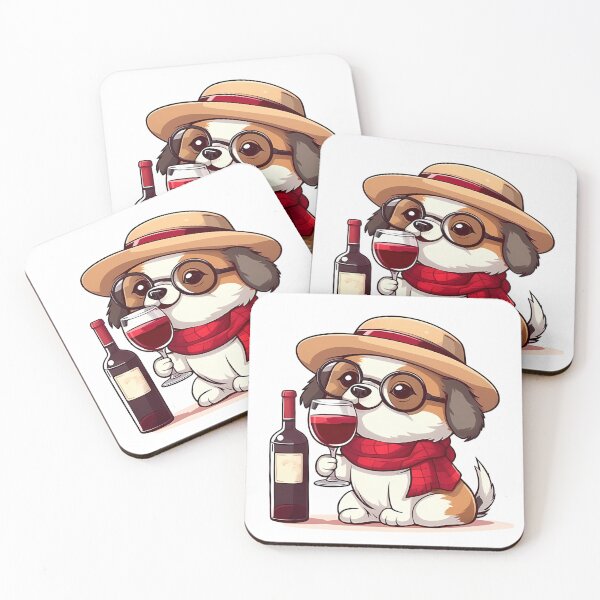 Item preview, Dog drinking red wine designed and sold by Serene Madcap.