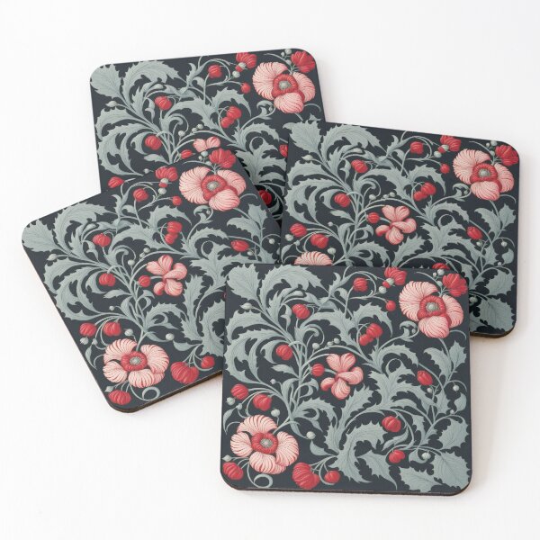 Item preview, Art Nouveau Floral Pattern Collection #1 - Red Bleeding Heart Flowers #26 designed and sold by elektronen.