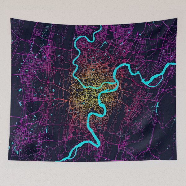 Item preview, Chongqing City Map of China - Neon designed and sold by deMAP.