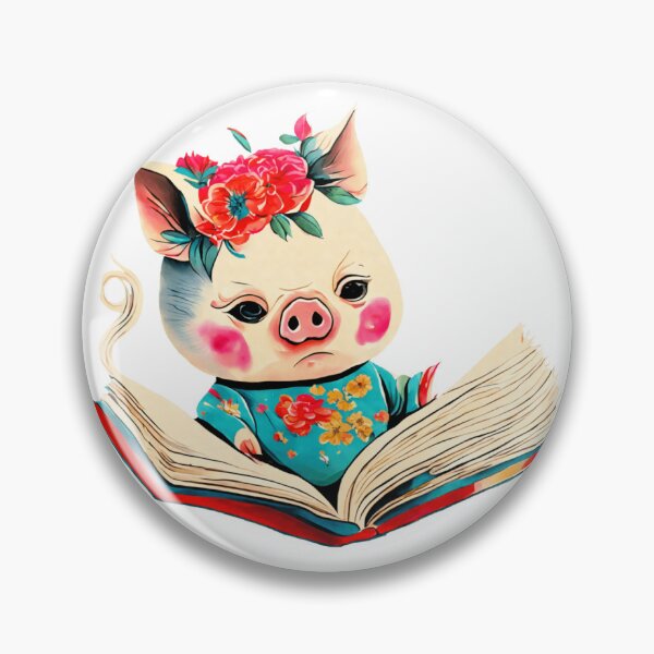 Item preview, Colorful cartoon pig reading! designed and sold by fribabywonder.