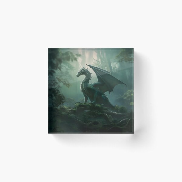 Item preview, Emerald Dragon in Misty Forest designed and sold by FantasyFusion.