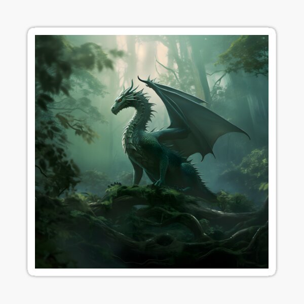 Artikel-Vorschau von Smaragddrache im Nebelwald, designt und verkauft von FantasyFusion.