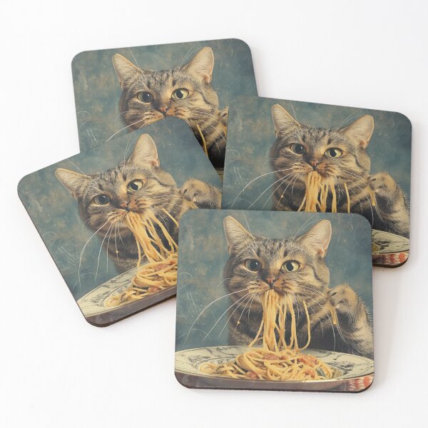 Item preview,  funny cute cat eats spaghetti. cat lovers designed and sold by ahmed2751989.
