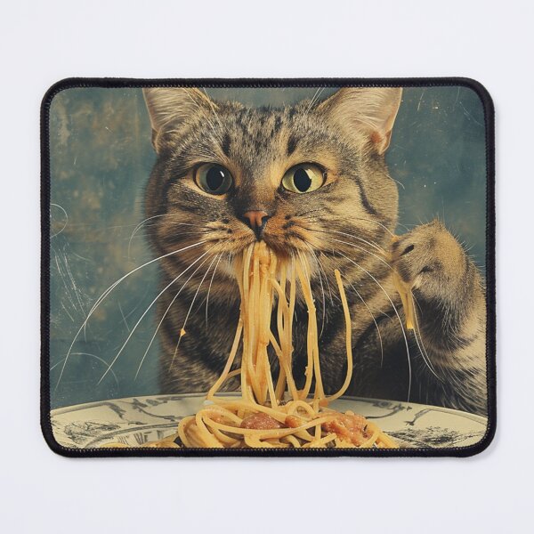 Item preview, funny cute cat eats spaghetti. cat lovers designed and sold by ahmed2751989.