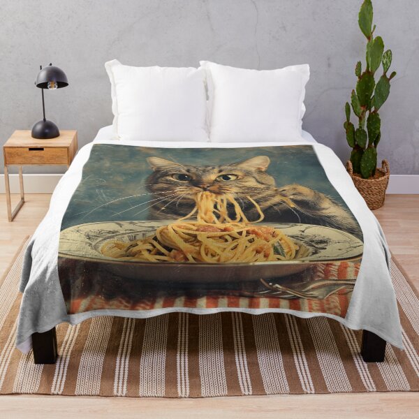 Item preview,  funny cute cat eats spaghetti. cat lovers designed and sold by ahmed2751989.