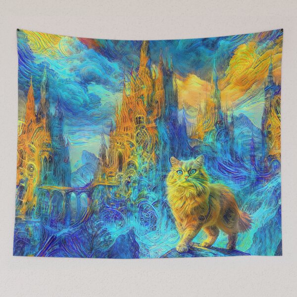Item preview, Abstract abstraction of castle and cat. DeepDream #4725446476612 designed and sold by blackhalt.