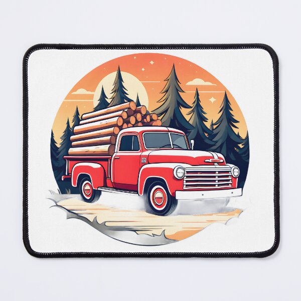 Item preview, Red Logging truck designed and sold by Cardsurveyors.