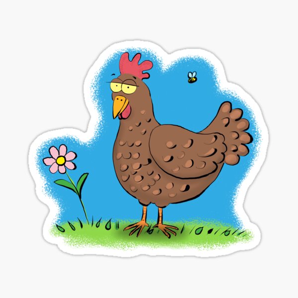 Funny farmyard chicken cartoon Sticker