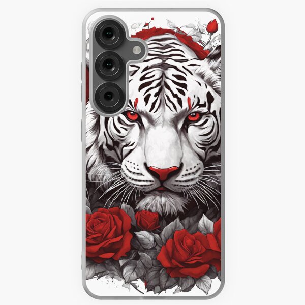 Item preview, White Siberian Tiger with roses designed and sold by Bananobanini.