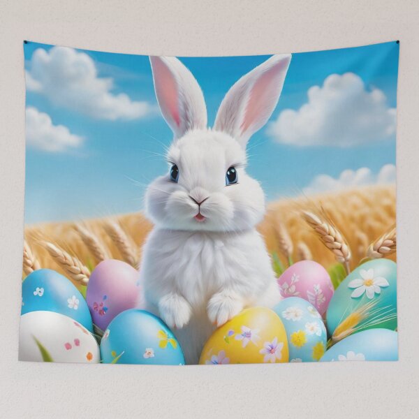 Item preview, Colorful Festive Easter Eggs Easter Bunny Spring Flowers Version 22 designed and sold by DreamingAwake1.