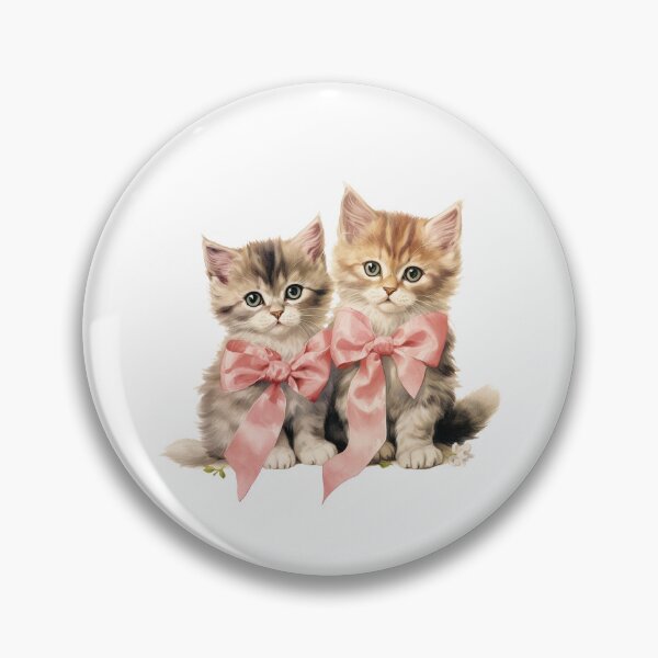 Item preview, Kitschy kittens in pink ribbons, coquette core designed and sold by Wheelzies.