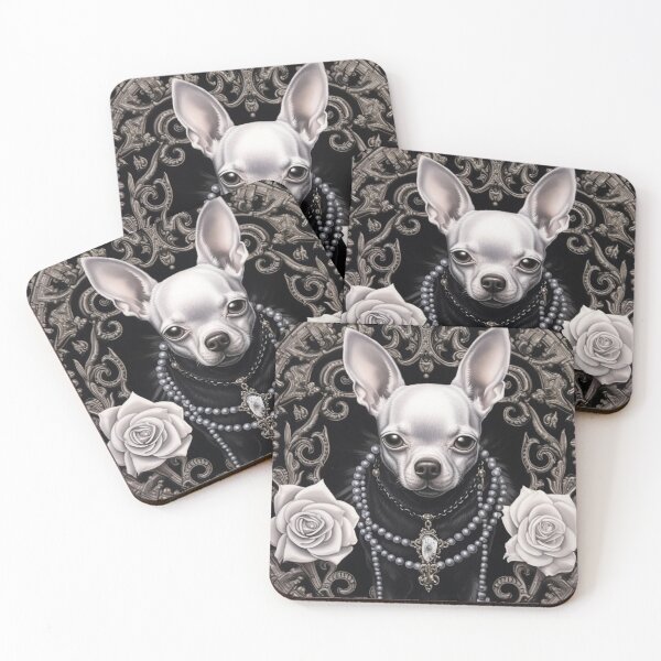 Item preview, White Chihuahua Gothic Pattern designed and sold by Nocturne  Paws.