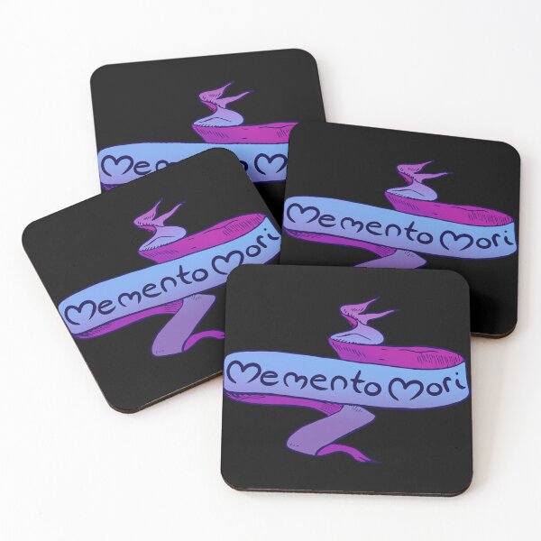 Item preview, Memento Mori (Latin: Remember your death) on blue and purple ribbon  designed and sold by TheCatholicLady.