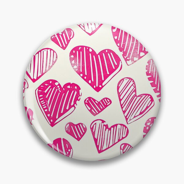 Item preview, Rustic pink linocut heart Valentines Day pattern designed and sold by dvoevnore.