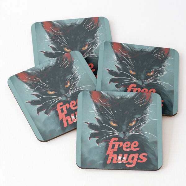 Item preview, Free Hugs Kitten, Cute Black Kitten, Funny Cat Humor, Cat Hugging With Claws, Cat Lover Humor designed and sold by PrintShangri-La.