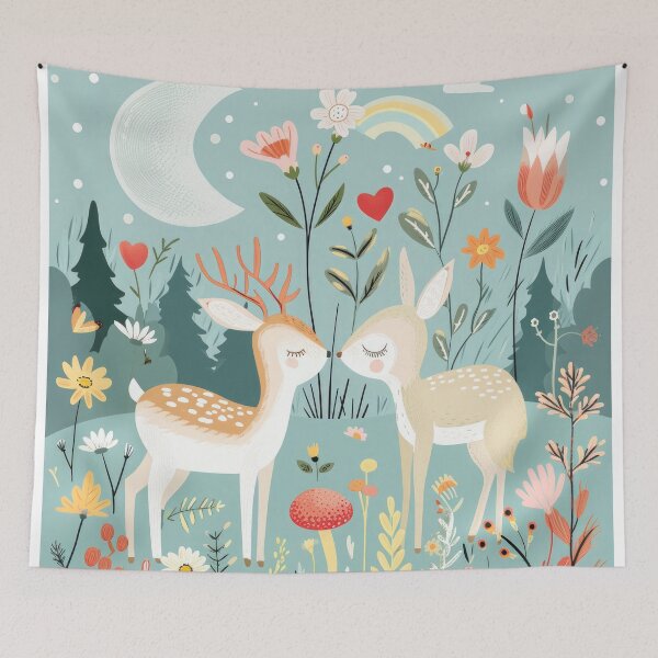 Item preview, Wildflowers deer moon - childrens room designed and sold by FlowersColorful.
