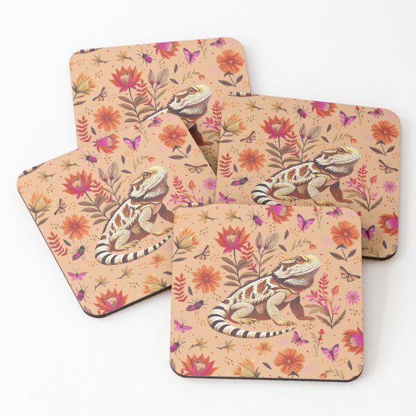 Item preview, Bearded dragons and bugs on a tan background  designed and sold by Veata.