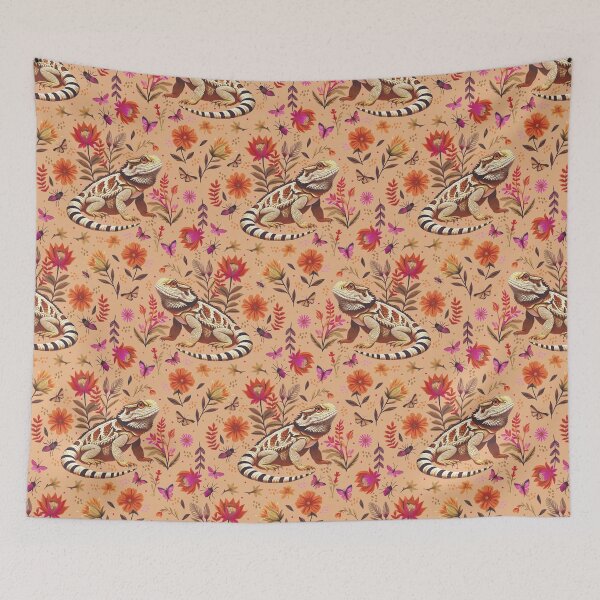 Item preview, Bearded dragons and bugs on a tan background  designed and sold by Veata.