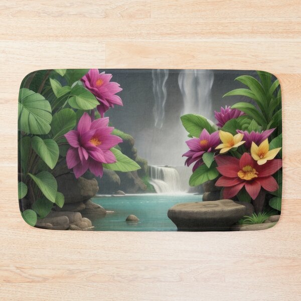 Item preview, Exotic Flower Growing with a Waterfalls Background designed and sold by PING 999 STUDIO.