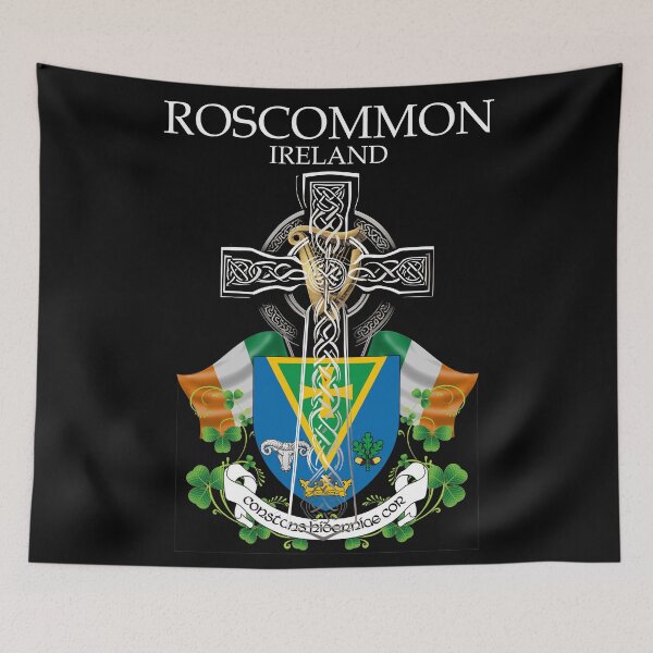 Item preview, ✅ Roscommon Ireland Irish Celtic Cross & Crest designed and sold by REAL IRISH GIFTS.