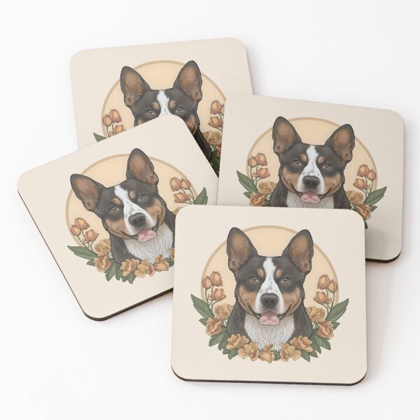 Item preview, Lancashire heeler flower portrait painting designed and sold by ChataMaroon.