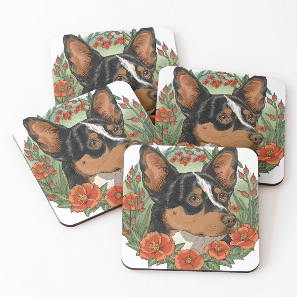Item preview, Lancashire heeler flower portrait painting designed and sold by ChataMaroon.