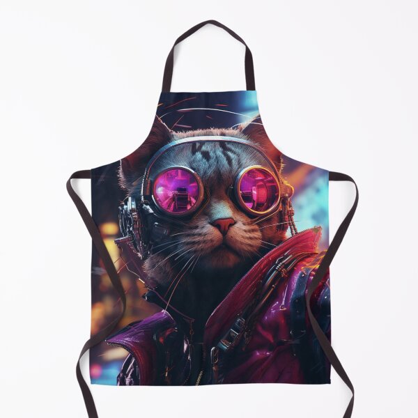 Item preview, Cyberpunk Cat Glass Purple Meow Shaggy Town designed and sold by GrinGalore.