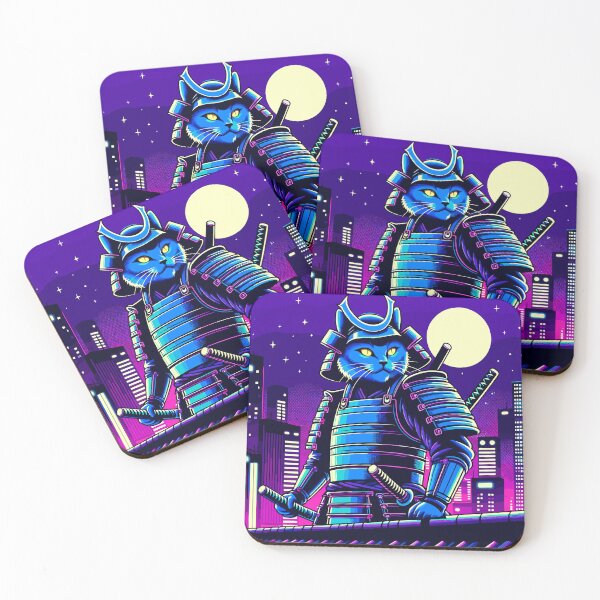 Item preview, Cyber Samurai Cat on Rooftop designed and sold by PunnyPawsShop.