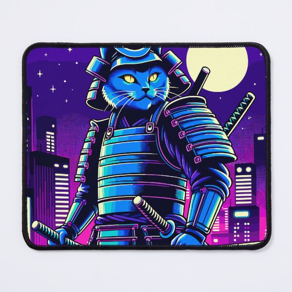 Item preview, Cyber Samurai Cat on Rooftop designed and sold by PunnyPawsShop.