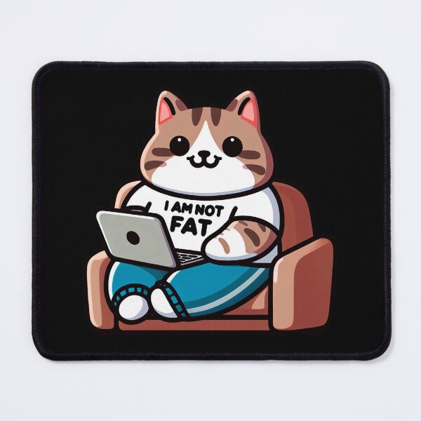 Item preview, I Am Not Fat meme Tabby Cat Comfy Couch Laptop designed and sold by plushism.