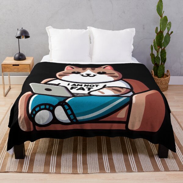 Item preview, I Am Not Fat meme Tabby Cat Comfy Couch Laptop designed and sold by plushism.