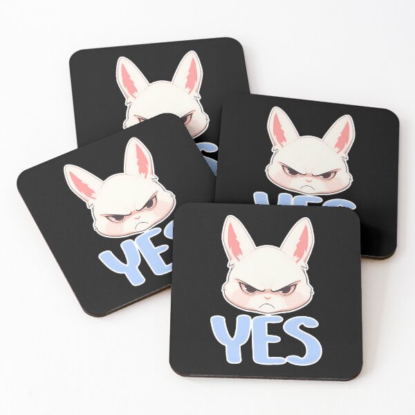 Item preview, Yes Rabbit White Outline Cute Annoyed Sticker and Shirt Design by Zeesdesign on Redbubble designed and sold by ZEESDESIGN.