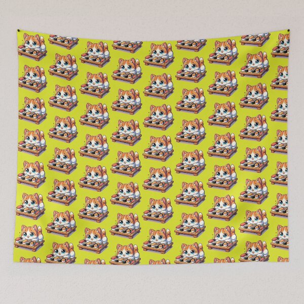 Item preview, Sushi Delight with Adorable Kitten designed and sold by PunnyPawsShop.