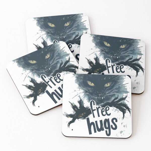 Item preview, Free Hugs Kitten, Black Kitten Demon, Scary Kitten, Dracula Cat, Funny Cat Humor designed and sold by PrintShangri-La.