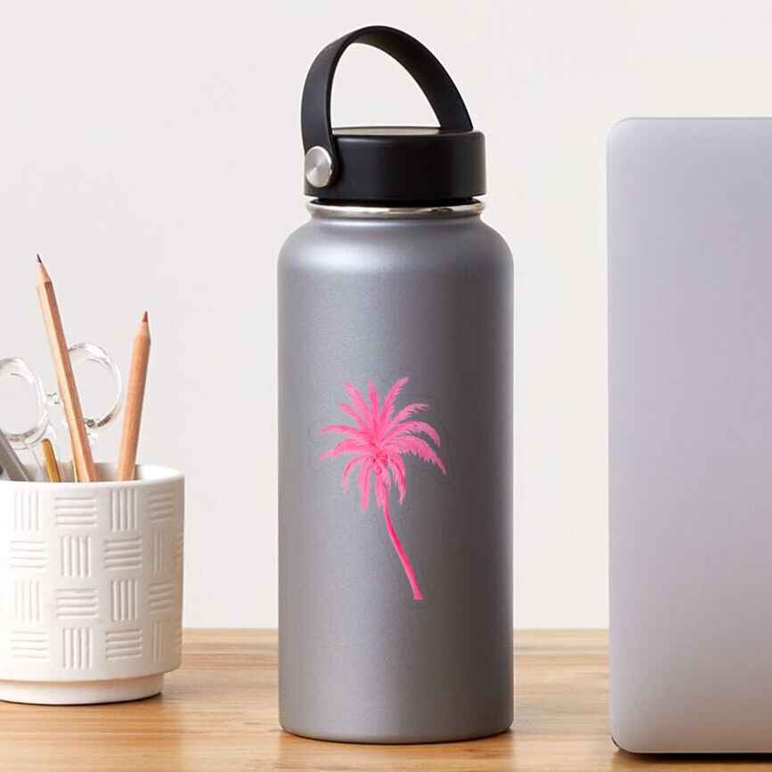 Coconut Palm Tree in Pretty Pink Sticker