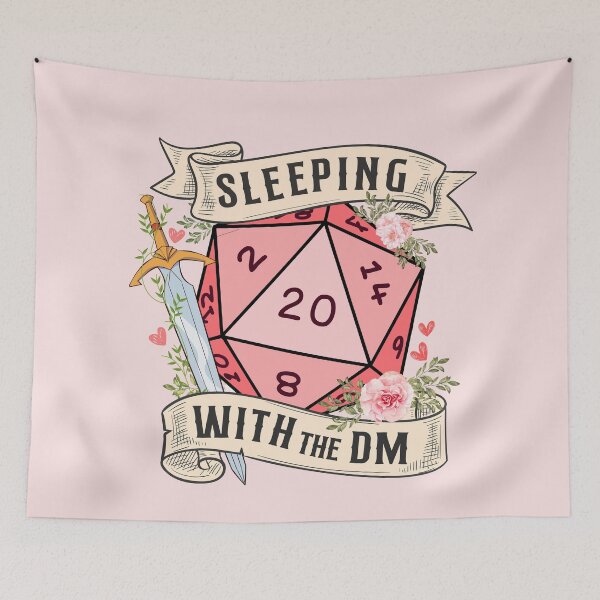 Item preview, SLEEPING WITH THE DM: Dungeon Master girlfriend, wife gift, d20 dnd dice with flowers and sword designed and sold by DungeonAtelier.