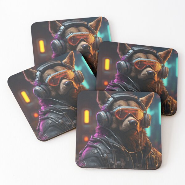 Item preview, Cyberpunk Dog German Shepherd Woof Neon Dog designed and sold by GrinGalore.