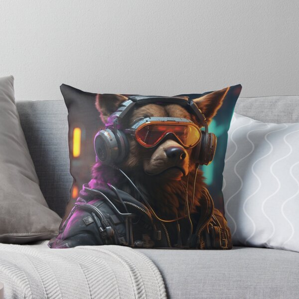 Item preview, Cyberpunk Dog German Shepherd Woof Neon Dog designed and sold by GrinGalore.