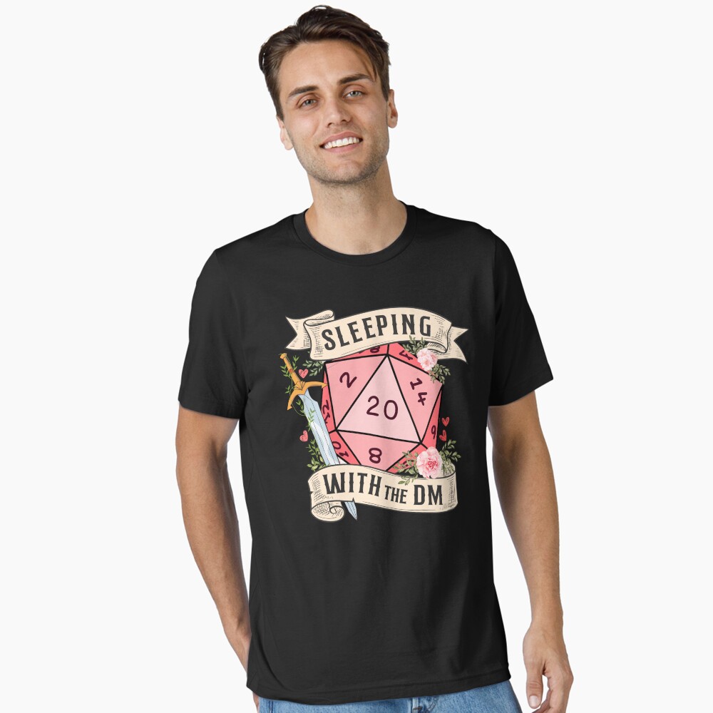 SLEEPING WITH THE DUNGEON MASTER: Cute D20 dnd dice with flowers and sword Oversized T-Shirt