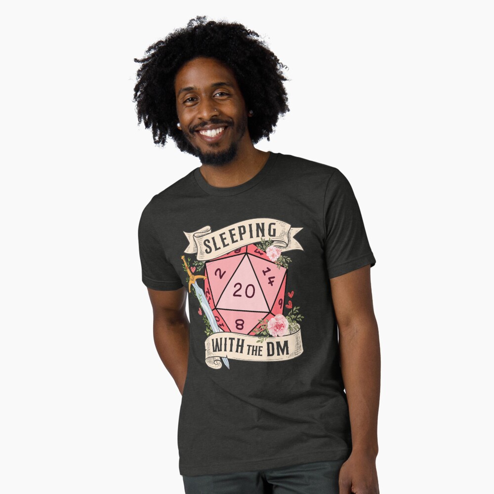 SLEEPING WITH THE DUNGEON MASTER: Cute D20 dnd dice with flowers and sword Oversized T-Shirt