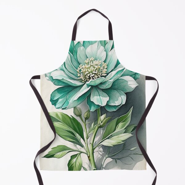 Item preview, Watercolor turquoise green white flower designed and sold by eajob.
