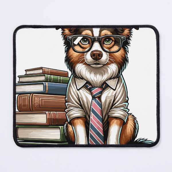 Item preview, Scholarly Pup with Book Stack designed and sold by PunnyPawsShop.