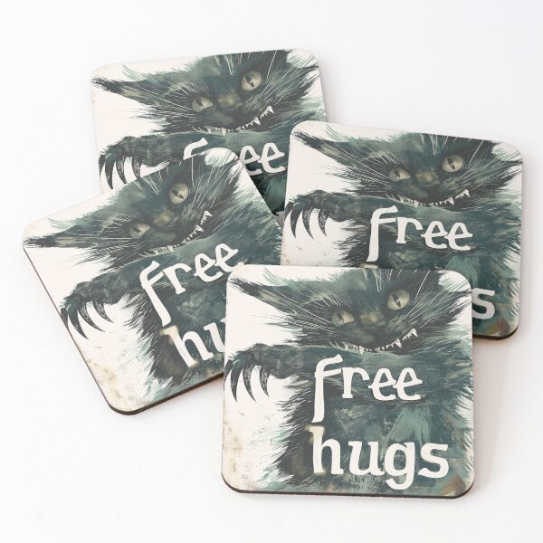 Item preview, Free Hugs Kitten, Cute Little Black Kitten Demon, Cat Hugging With Claws, Cat Lover Humor designed and sold by PrintShangri-La.