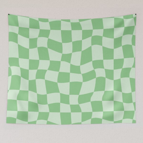 Item preview, Green Wavy Checker Pattern Pastel designed and sold by InteriorRefine.