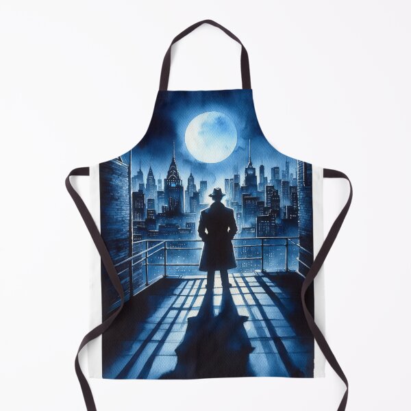 Item preview, Noir Watercolor Dark Detective on the Rooftop designed and sold by RESToRAPTOR.