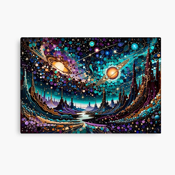Gilded Celestial Weave—A Cosmic Tapestry | andycorah Canvas Print